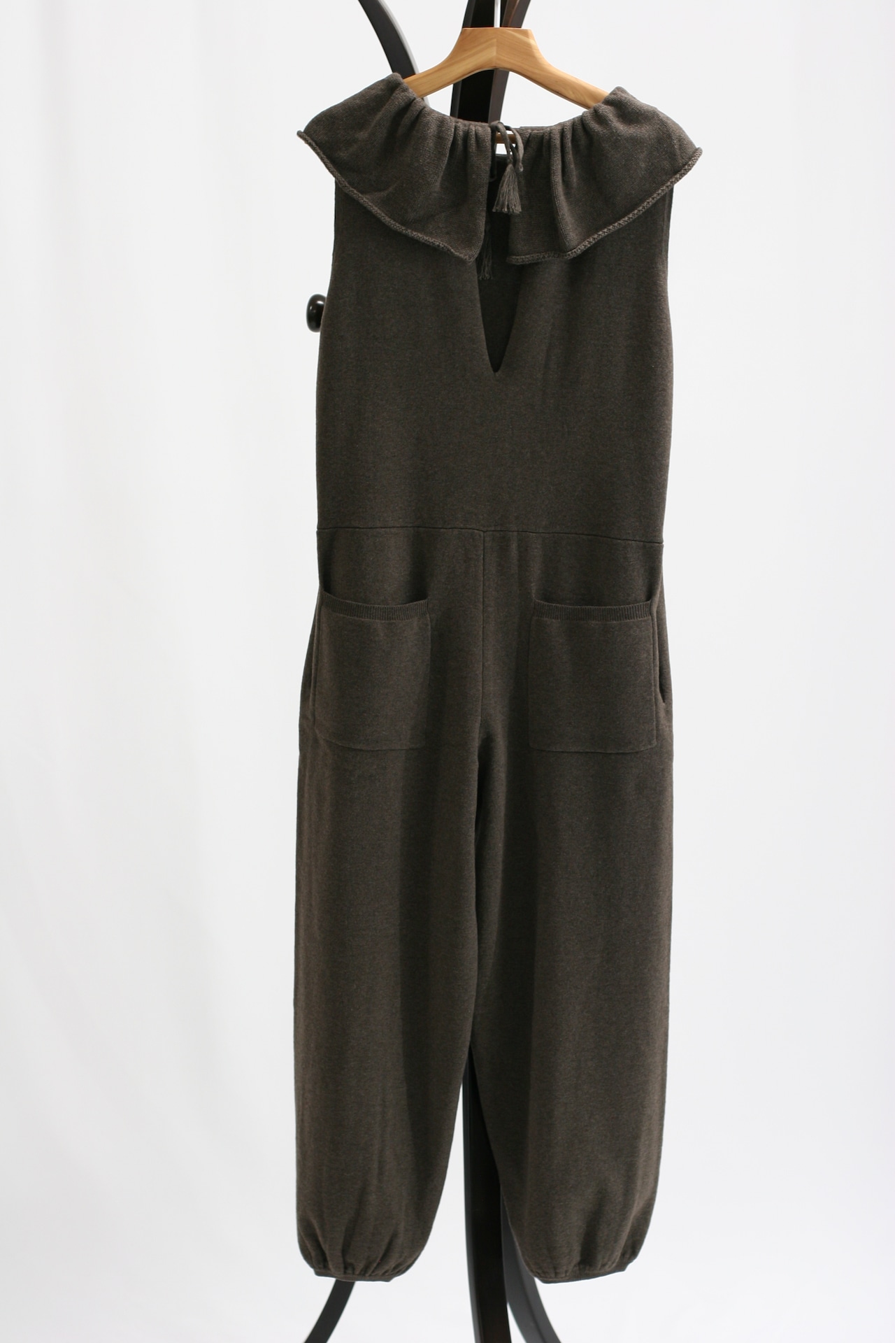 【Gauze#】Pierrot collar knit salopette(G1245)