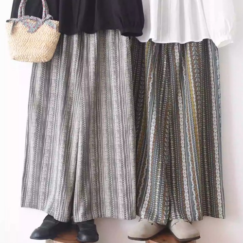 3色／ストライプパターン柄パンツ ・9885