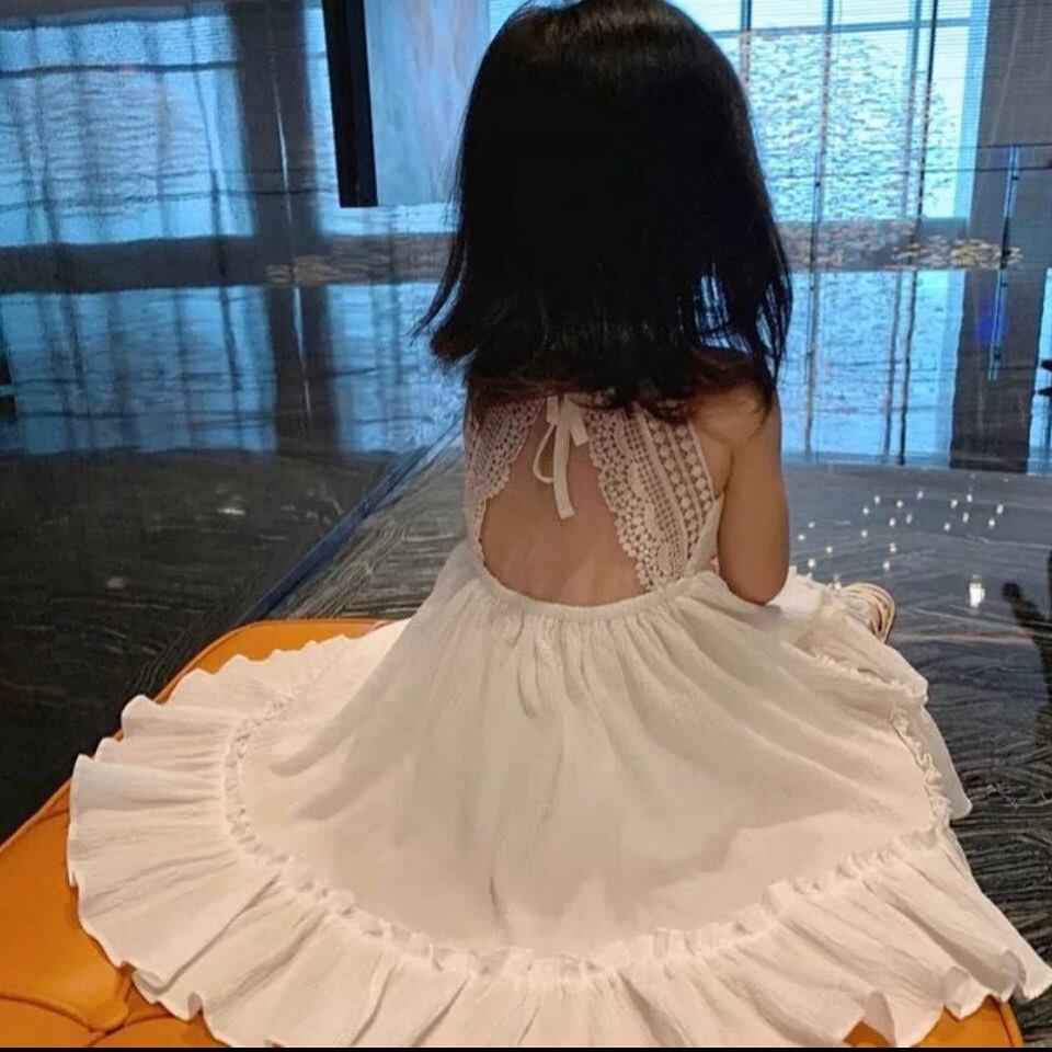 バックレースサマードレス•••プチプラ ワンピース ナチュラル フリル 海外子供服 女の子