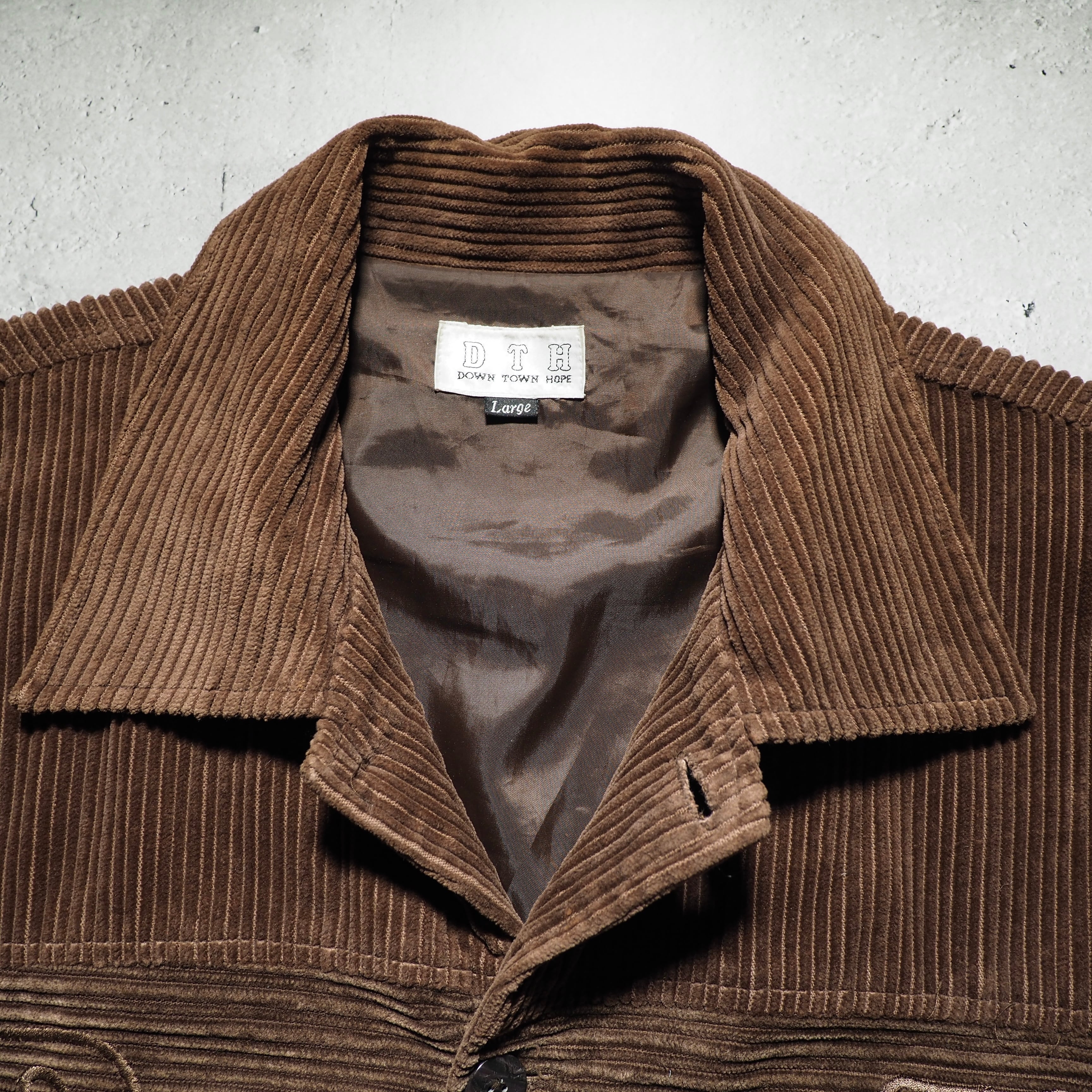 " HIPHOP Dream " Embbossed Dark Brown color Corduroy jacket