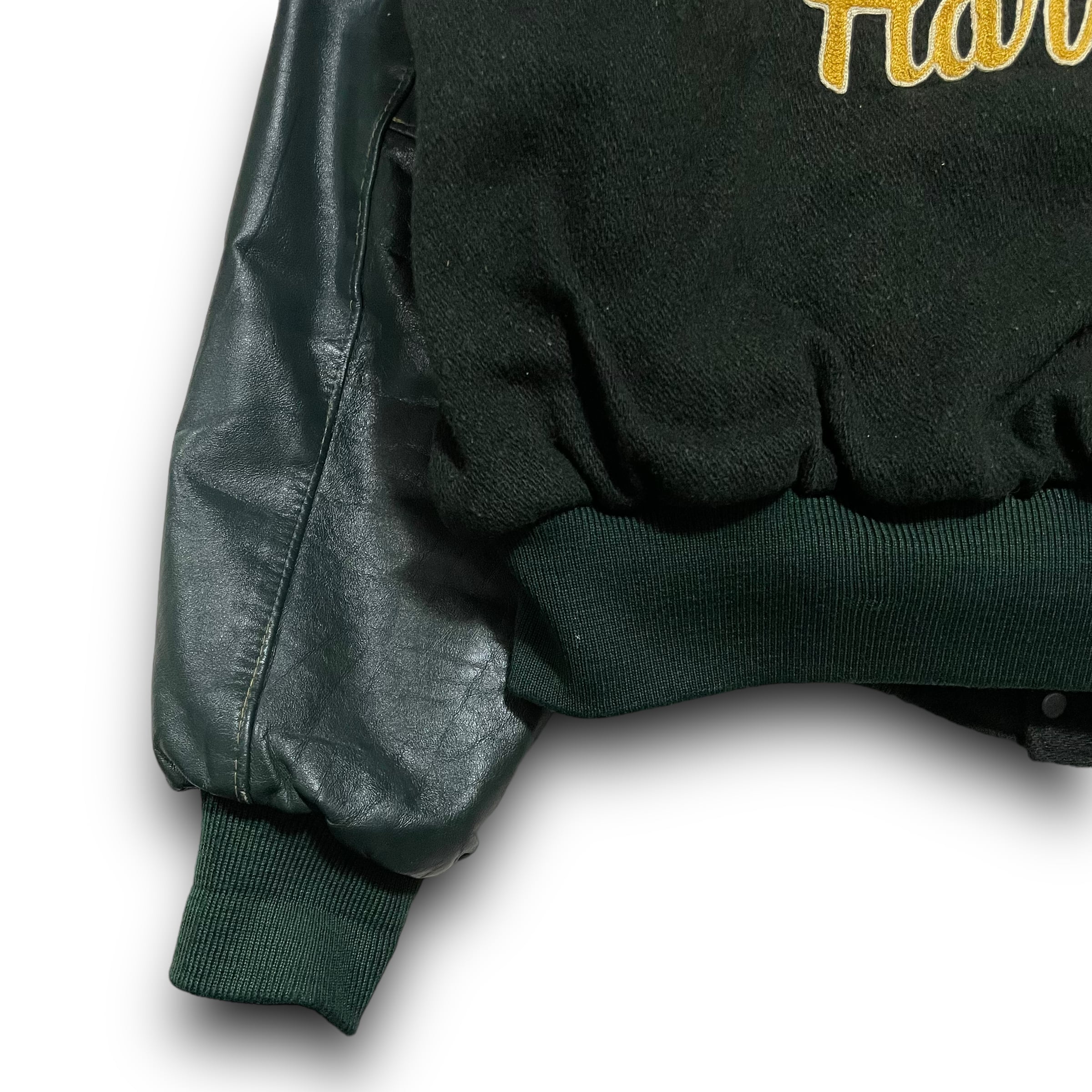 L】【90年代】USA製 HOLLOWAY ホロウェイ スタジャン 袖レザー L】【90年代】USA製 HOLLOWAY ホロウェイ スタジャン 袖レザー