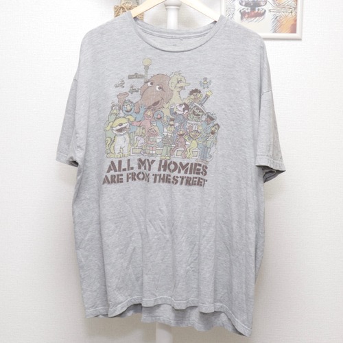 Character Front Print T-Shirt Gray