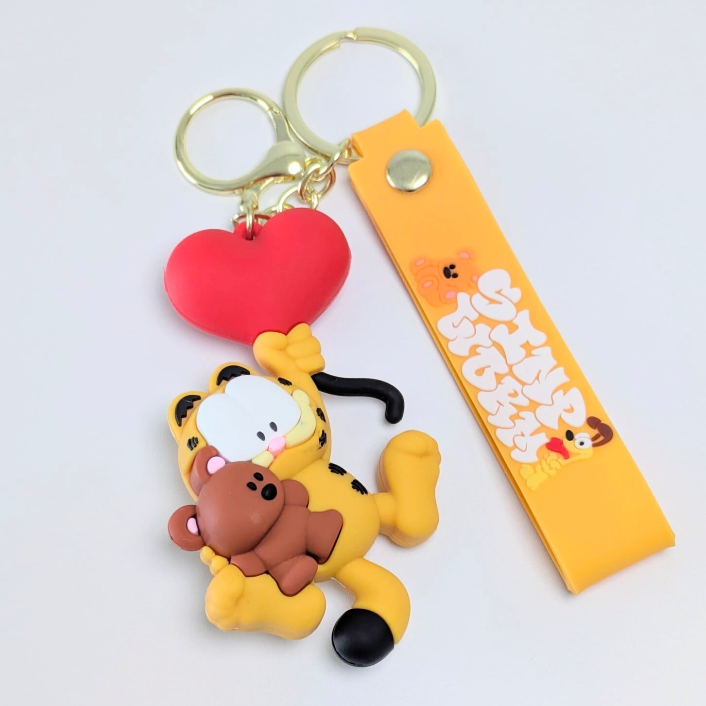 【 Garfield ( ガーフィールド ) 】『 ガーフィールド & プーキー 』 3Dラバーキーホルダー ストラップ付き / キーチェーン〚アメリカン雑貨 アメトイ〛