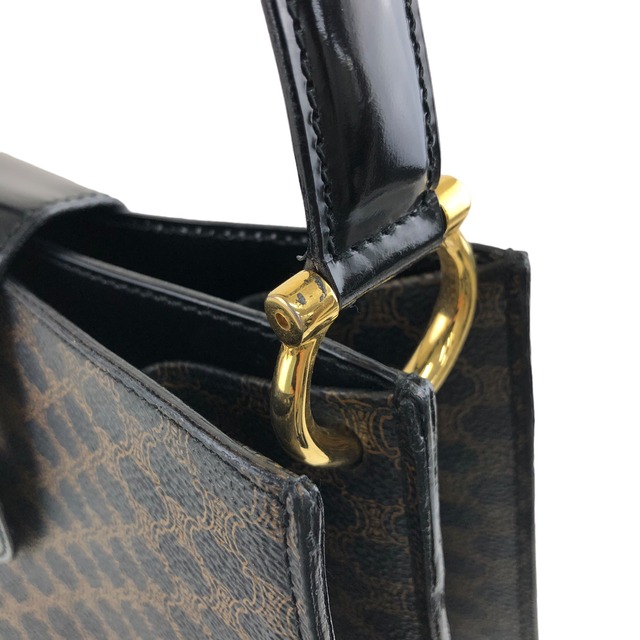 CELINE セリーヌ マカダム ショルダーバッグ ブラック ホースビット PVC レザー vintage ヴィンテージ オールド cg8eib