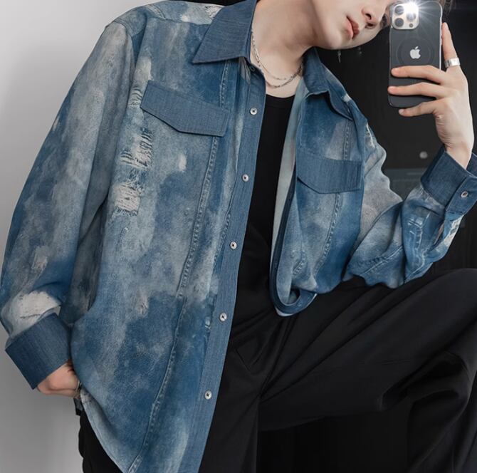 Cool Shirt Splicing Thin Chiffon Long Sleeve Shirt (MT1031)