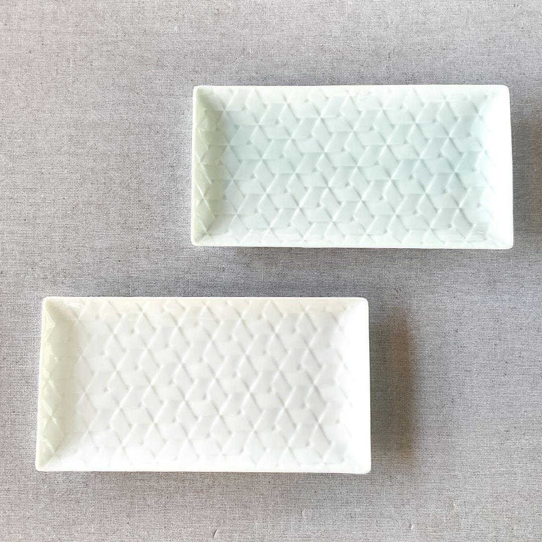 10個セット 網代 藍長角皿 [ 24.5×13×1.8㎝ ] | 焼物