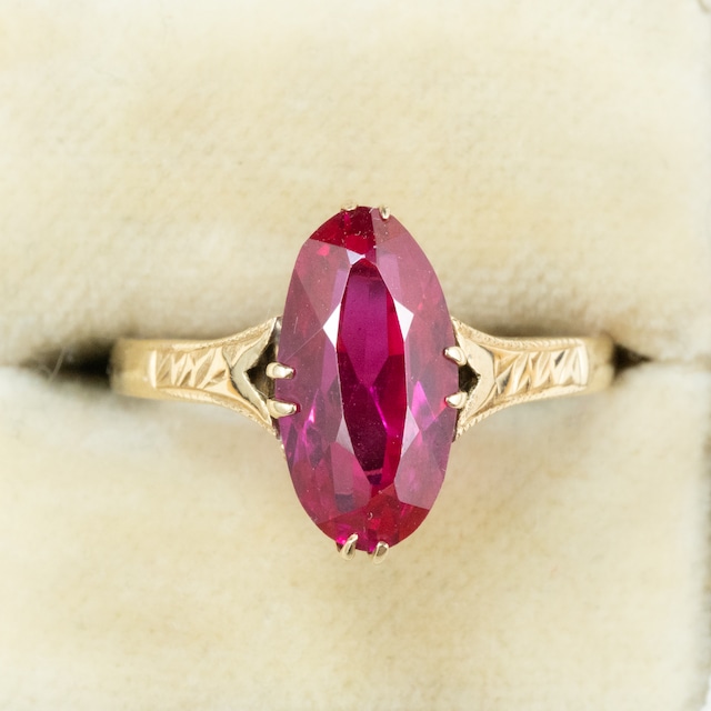 【日本の作品】昭和レトロ 和彫り 彫刻 デザイン ヴィンテージ リング K18  ～細工も可愛いキャンディリング～　MR00790