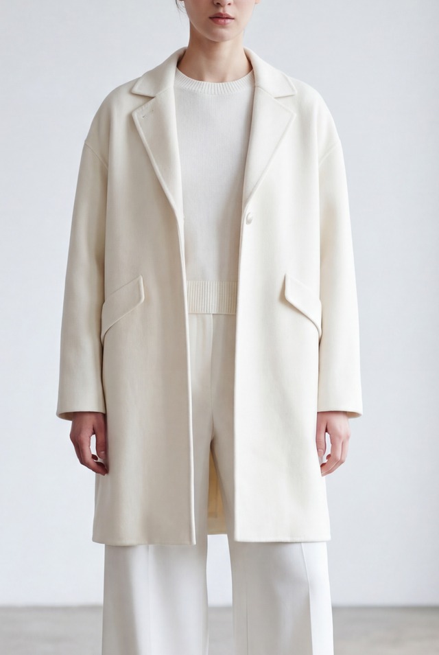 WOOL CASHMERE PEARL COAT WHITE