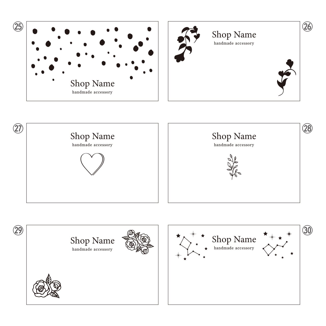黒台紙×箔押し印刷〉アクセサリー台紙【選べるデザイン】 | tanu