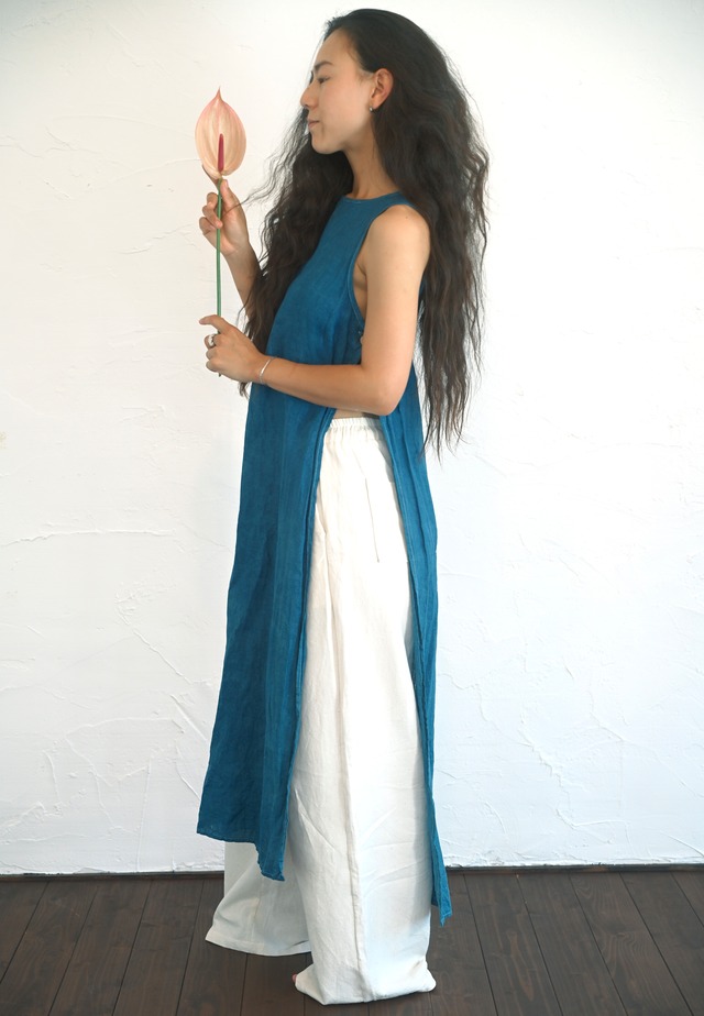 Indigo Dyed Linen Top