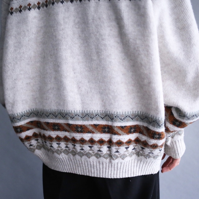 one point "和" motif human embroidery design geometry pattern loose silhouette 5b cardigan（made in italy）