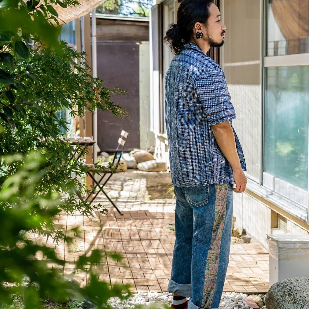 Acote 浴衣リメイク アロハシャツ ハワイアン 半袖シャツ 開襟 将棋 