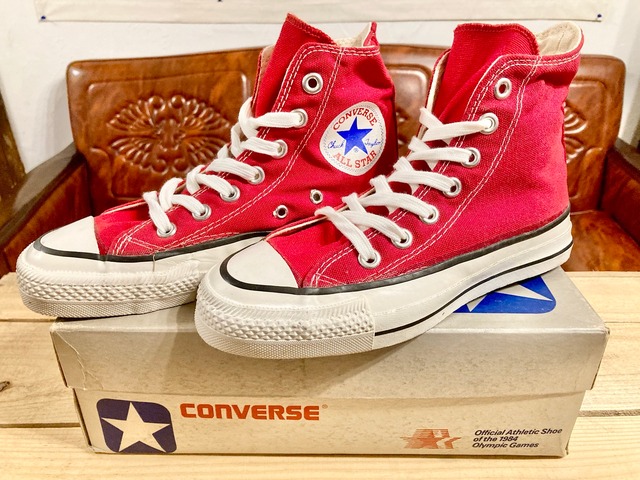 converse（コンバース） ALL STAR Hi （オールスター）赤 3.5 22.5cm 80s 銀箱 USA あて布有り 2104