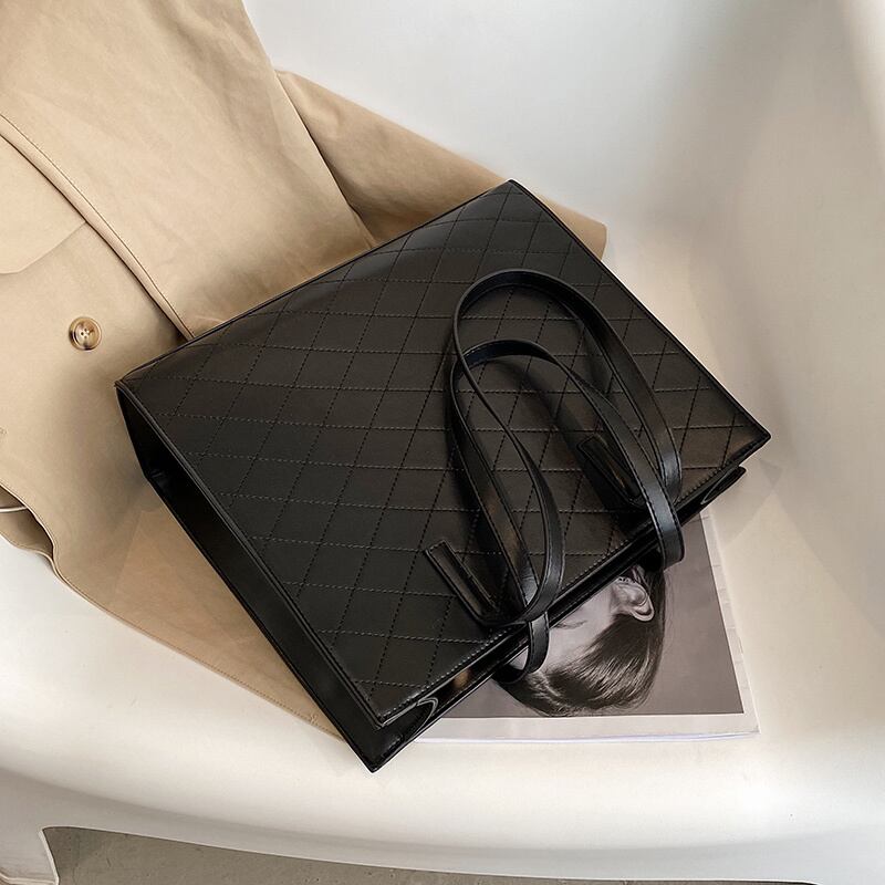 大容量バッグレディース2020ニューファッションシンプル菱形シングルショルダーバッグラージバッグワイルドテクスチャートートバッグ Tiancai_Wing_Bag78933749629