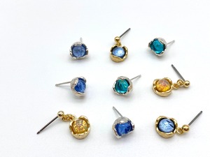 "in the rough" pierced earrings  ー gold / silver925 ー