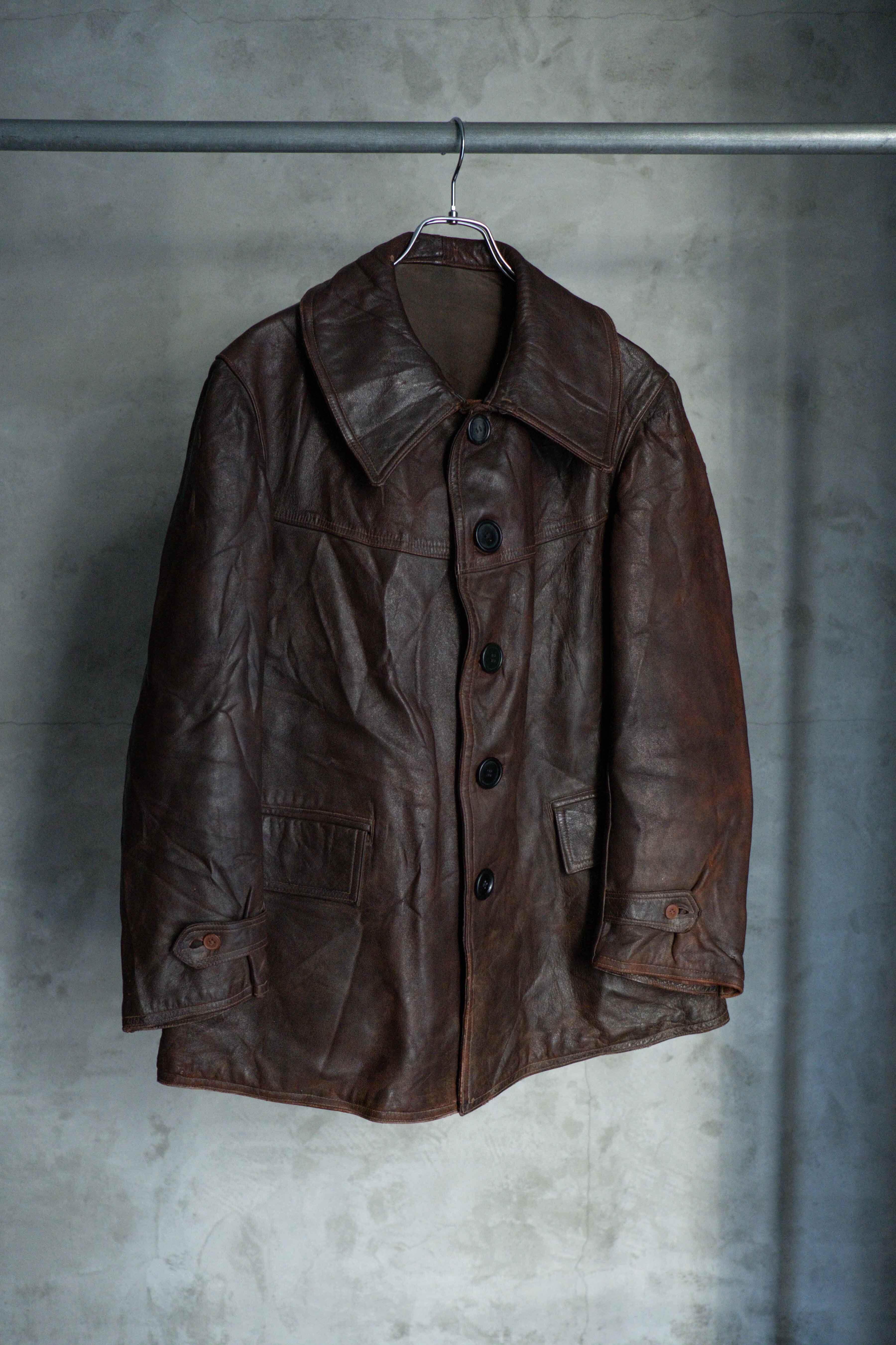 フランス軍　レザー ジャケット 古着 フランス軍 レザーフライトジャケット – 古着屋Top of the Hillの