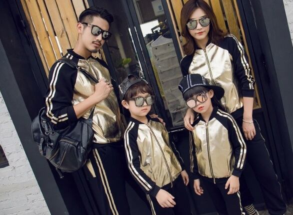 親子ペア 親子リンク お揃いコーデ ゴールドデザイン ジャージ