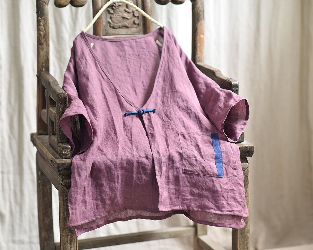 サマーVネックカーディガンシャツ カラーコート コットン 夏物 Yiranxuaディースワード2913804395