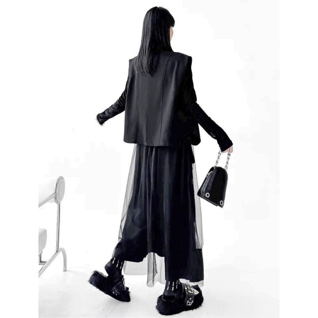 Utility pocket tulle skirt setup【2color】 C1457