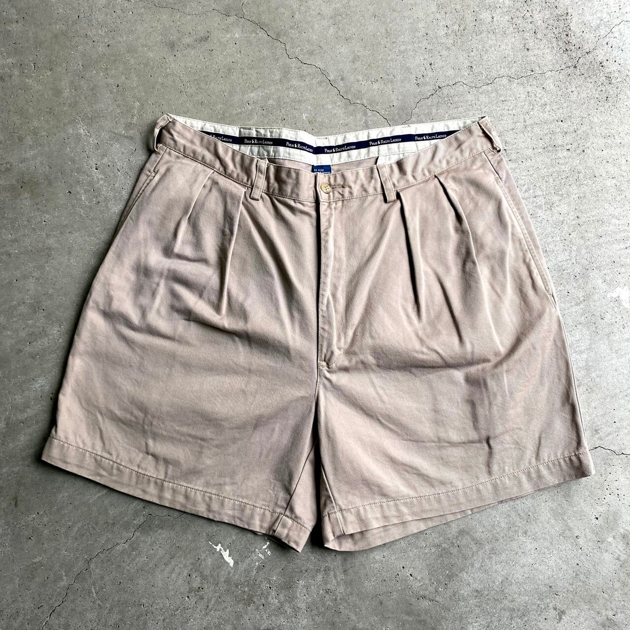 POLO Ralph Lauren ラルフローレン 2タック チノショーツ ショートパンツ ショーツ メンズW36 古着  ベージュ【ショートパンツ】【SA21075】 cave 古着屋【公式】古着通販サイト