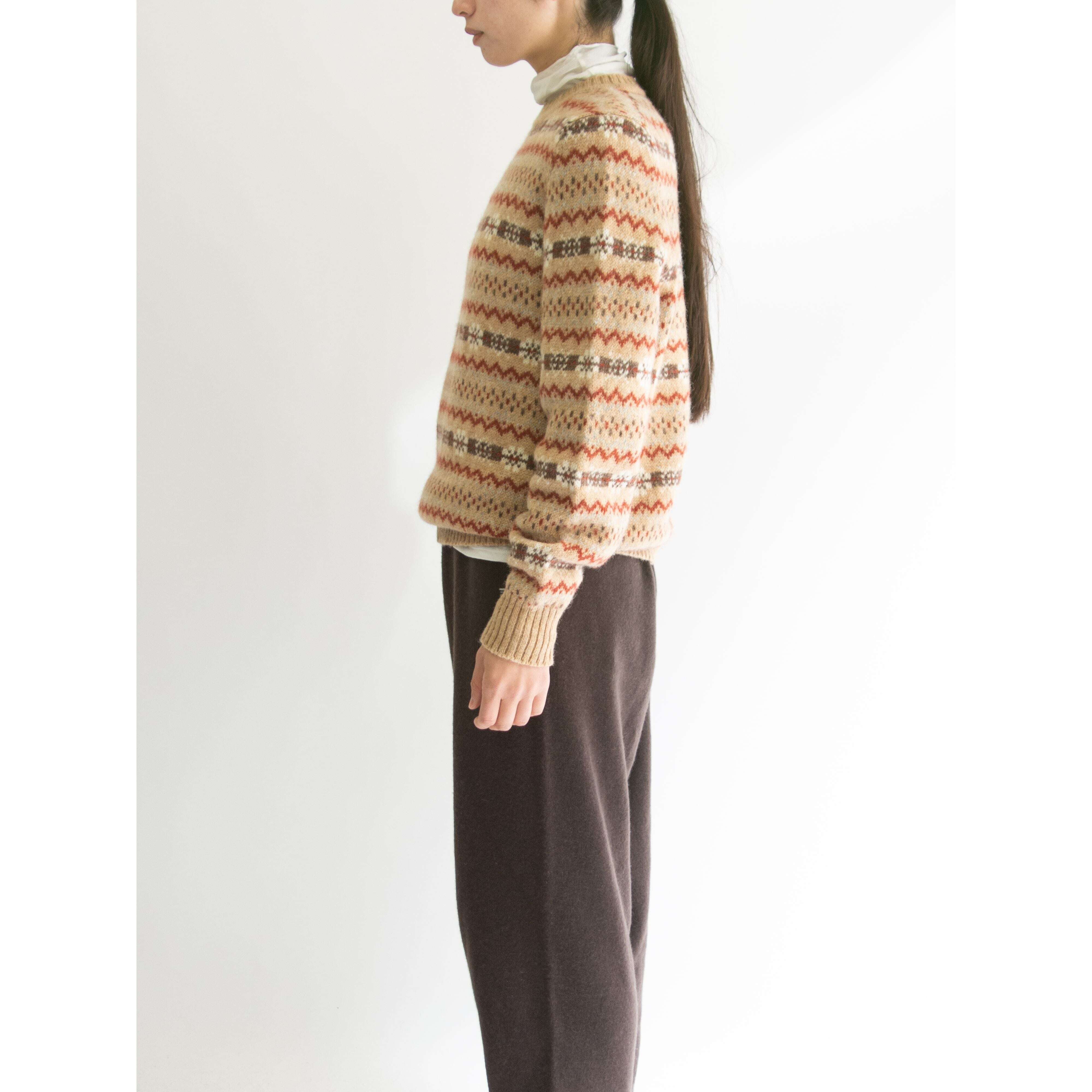 【LINIAN】Made in Ireland 100% Wool Fair Isle Sweater（アイルランド製 ウール フェアアイルセーター ニットプルオーバー）