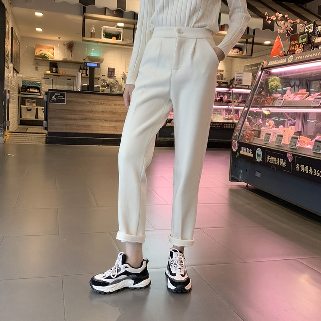 ウェストワイドレッグコーデュロイカジュアルパンツ オータムウィンターホワイト 秋物 冬物 ワイドパンツ 6Du_Shop_Women12952588313