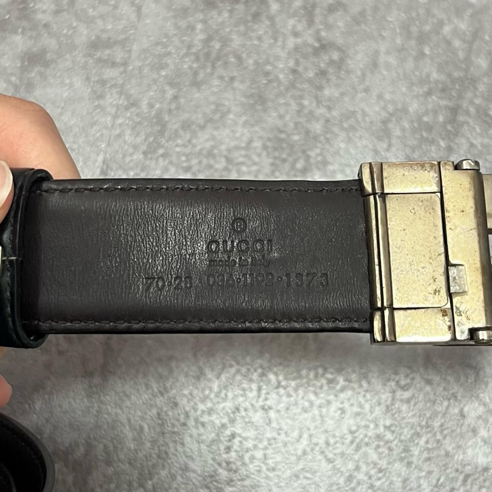 GUCCI グッチ Gバックル レザーベルト ブラック シルバー金具 GUCCI】グッチ Gバックル レザーベルト ブラック 黒色 シルバー