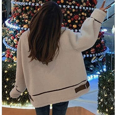 アウター レディース ジャケット 長袖 無地 秋 冬 もこもこ モコモコ