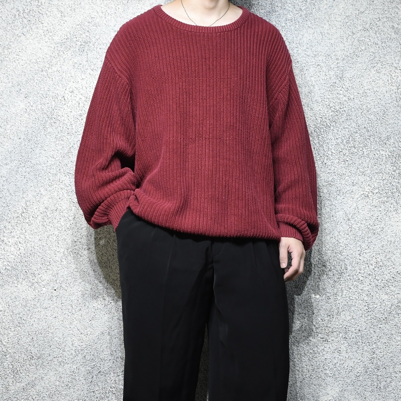 Eddie Bauer low gauge cotton knit burgundy