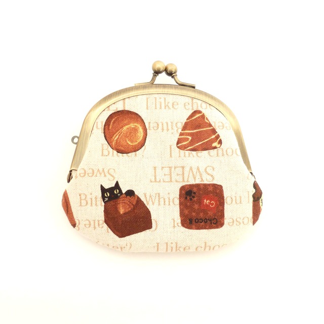 1/10追加★ がま口小銭入れ 猫柄 チョコレート コインケース G705 3.3寸 newitem