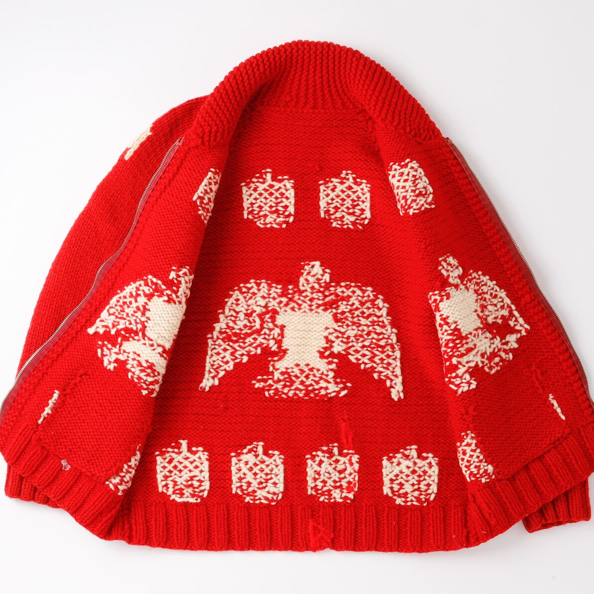 激レア 90s メープルリーフ柄 カウチンニット ハンドメイド 極厚 ウール 極美品】60s special cowichan knit sweater made in USA 