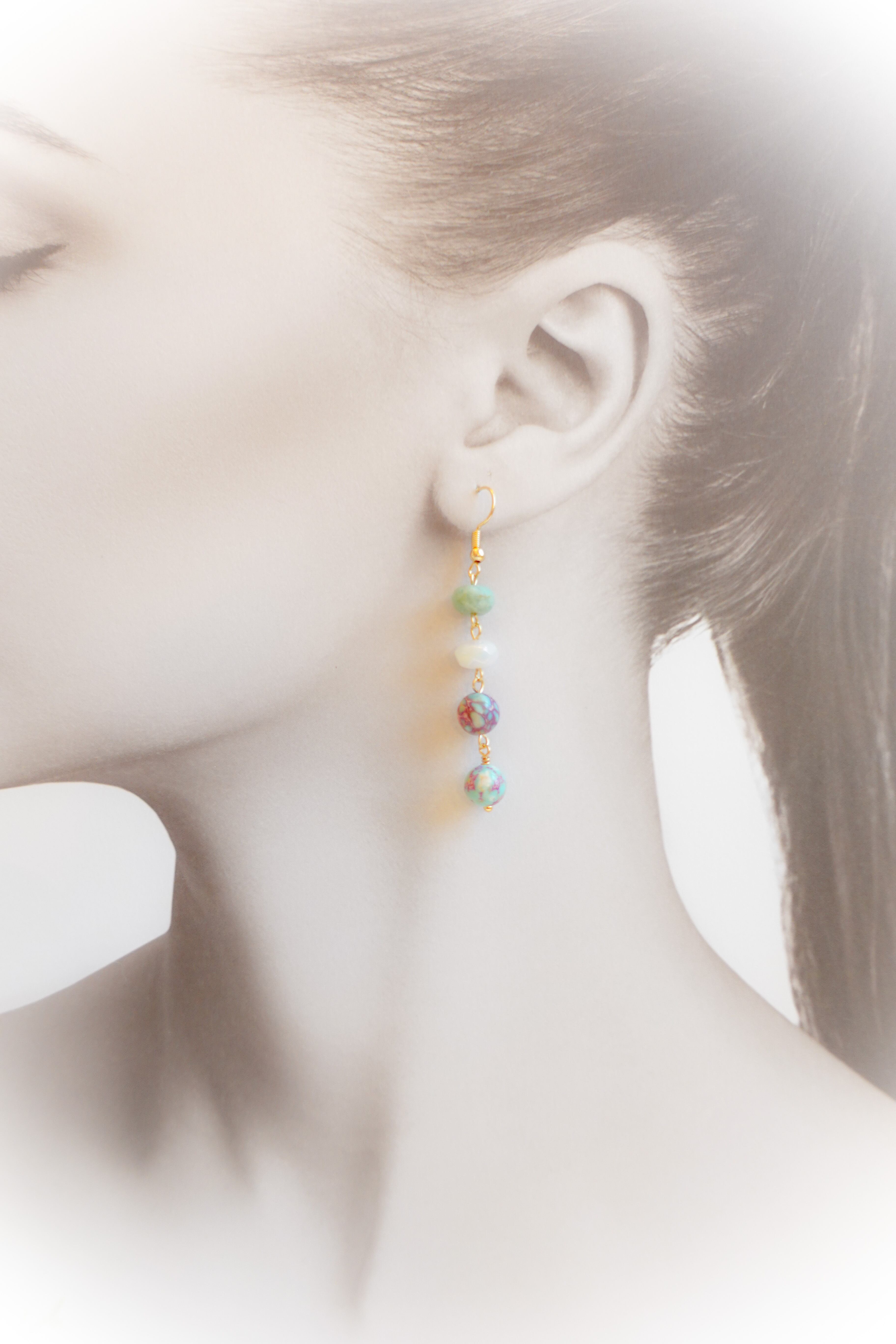 インペリアルジャスパー＆ラブラドライトのピアス他 14kgf