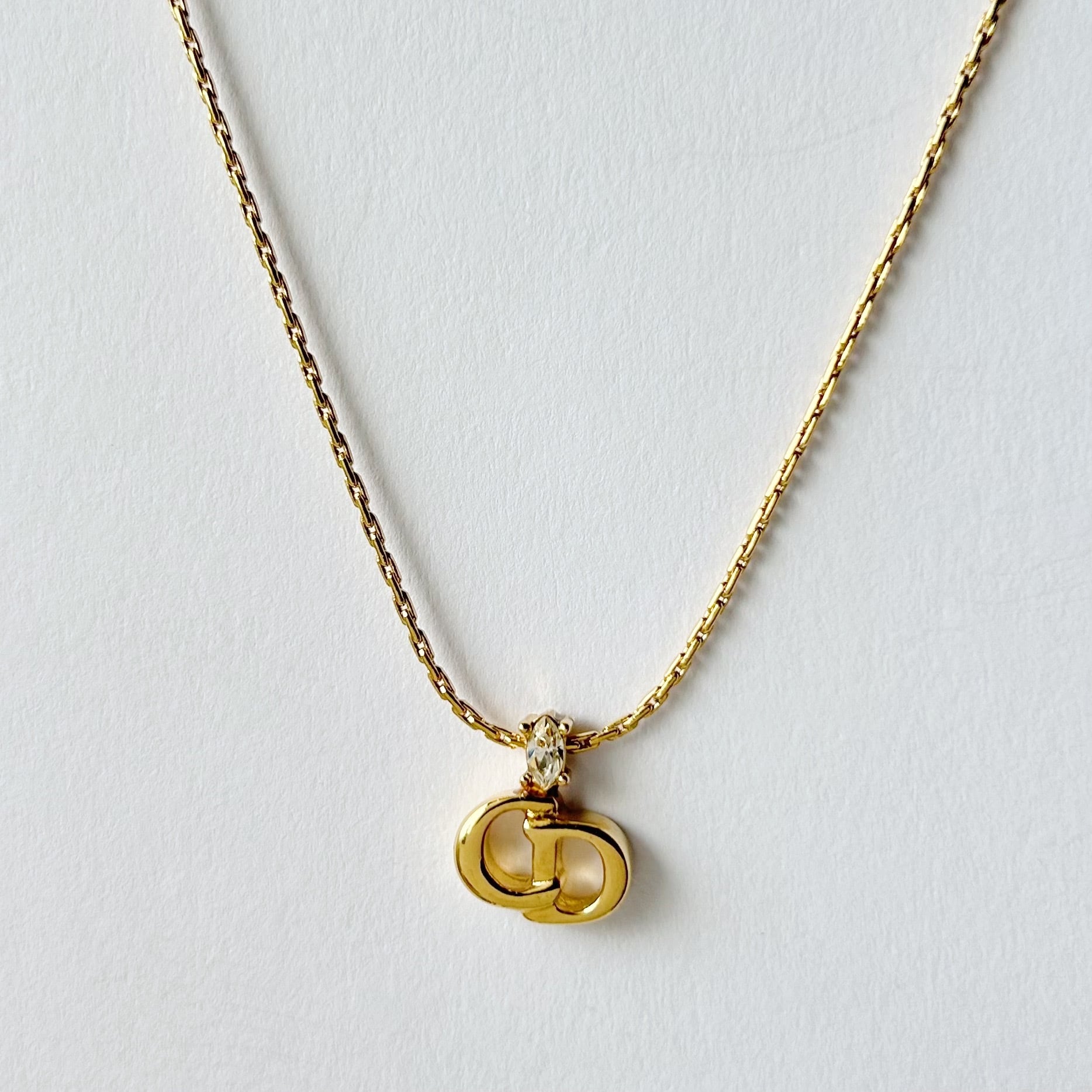 N8007】Christian Dior one stone logo necklace/クリスチャン