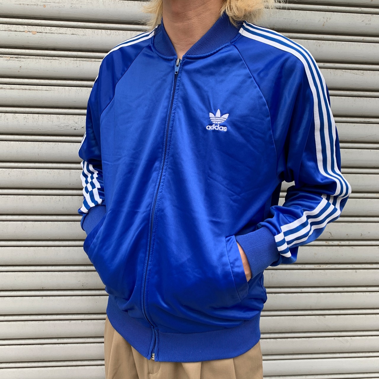 70s USA製 adidas ATPトラックジャケット ジャージ M 青