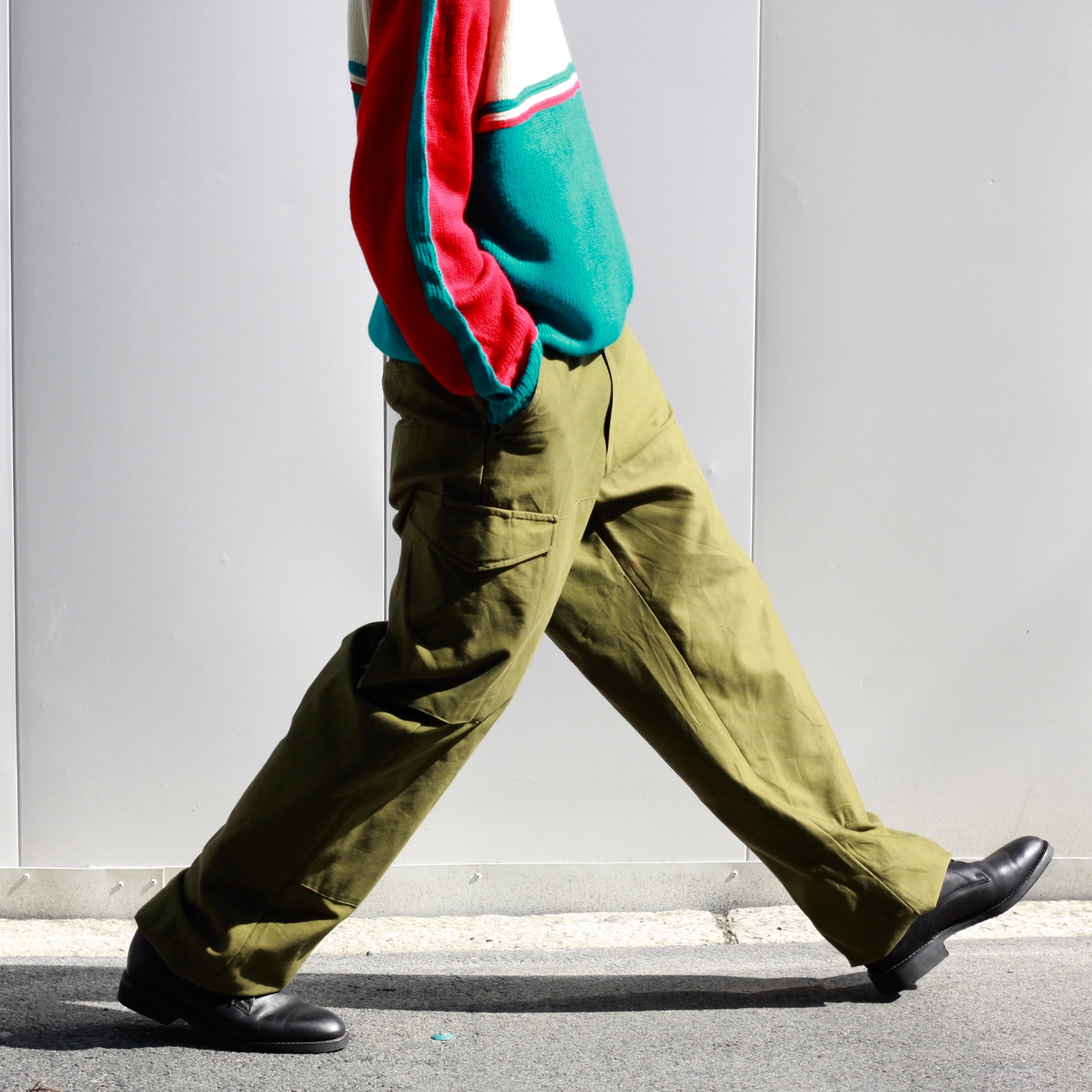 0412 / ~1980's Danish military? cotton cargo pants オリーブ カーゴ