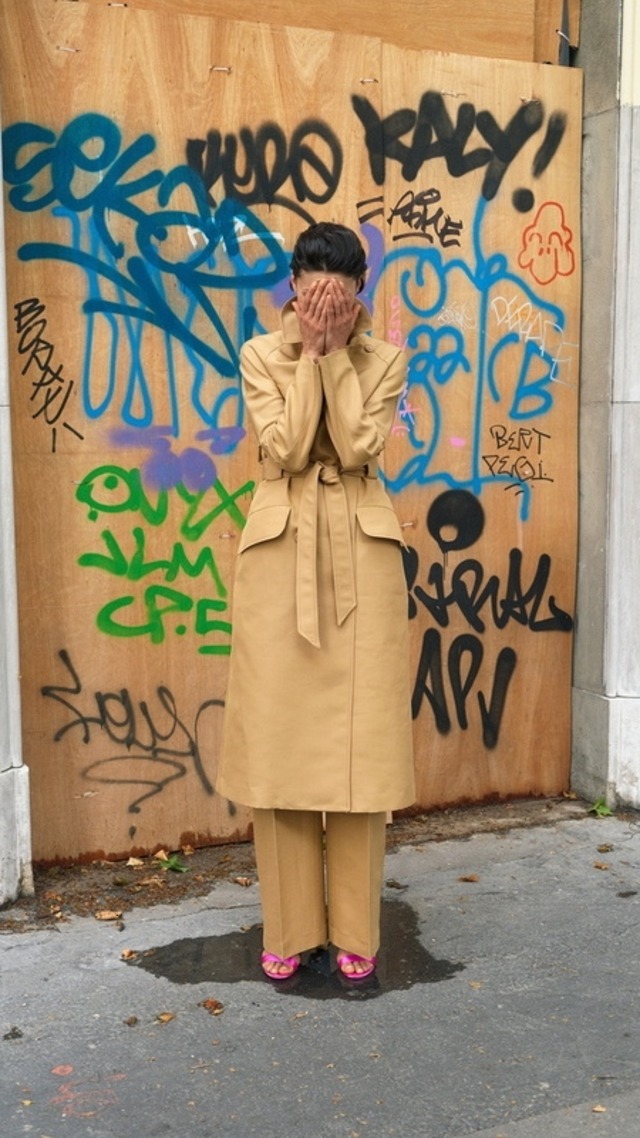 MARTIN GRANT -Double Breasted  Trench Coat- :CAMEL,