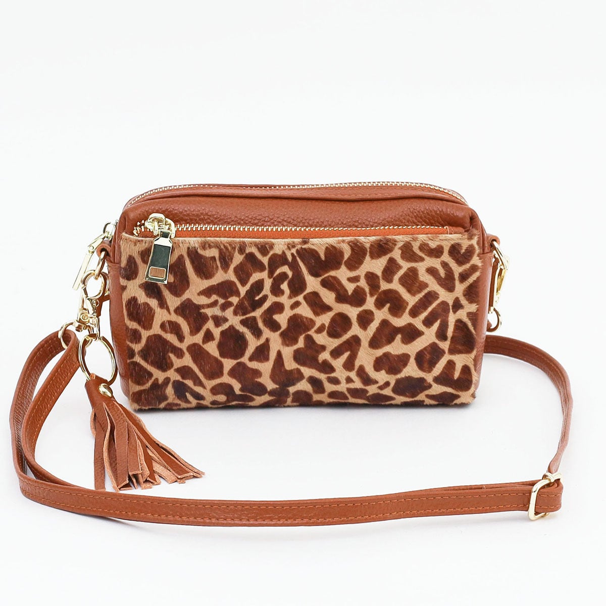 【コーディネートのポイントになるデザイン★コンパクトショルダーバッグ】COOCO ホースヘアコンビ横長ショルダーバッグ3カラー