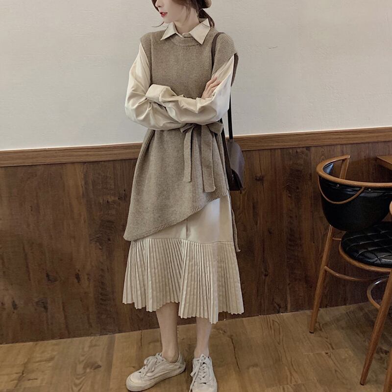 スカート スプリングルーズロングドレス 薄手シャツ 春物 試着室34728764719