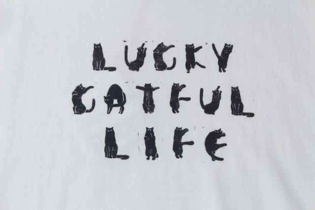 猫Ｔシャツ - LUCKY CATFUL LIFE-【size:M】ホワイト t3