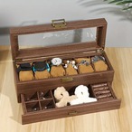 木製 ジュエリーボックス ２段 時計 ネックレス イヤリング ピアス リング アクセサリーケース 小物収納