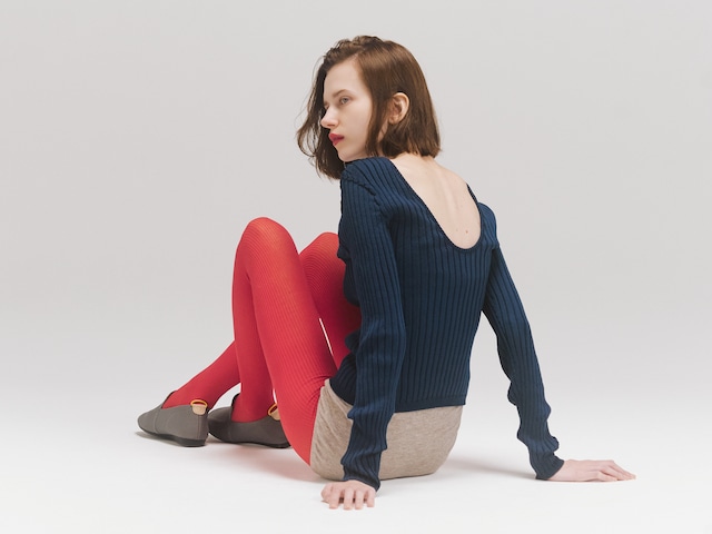 UMILE Yarn RIB PULLOVER / NAVY UMILE Yarn RIB PULLOVER / NAVY