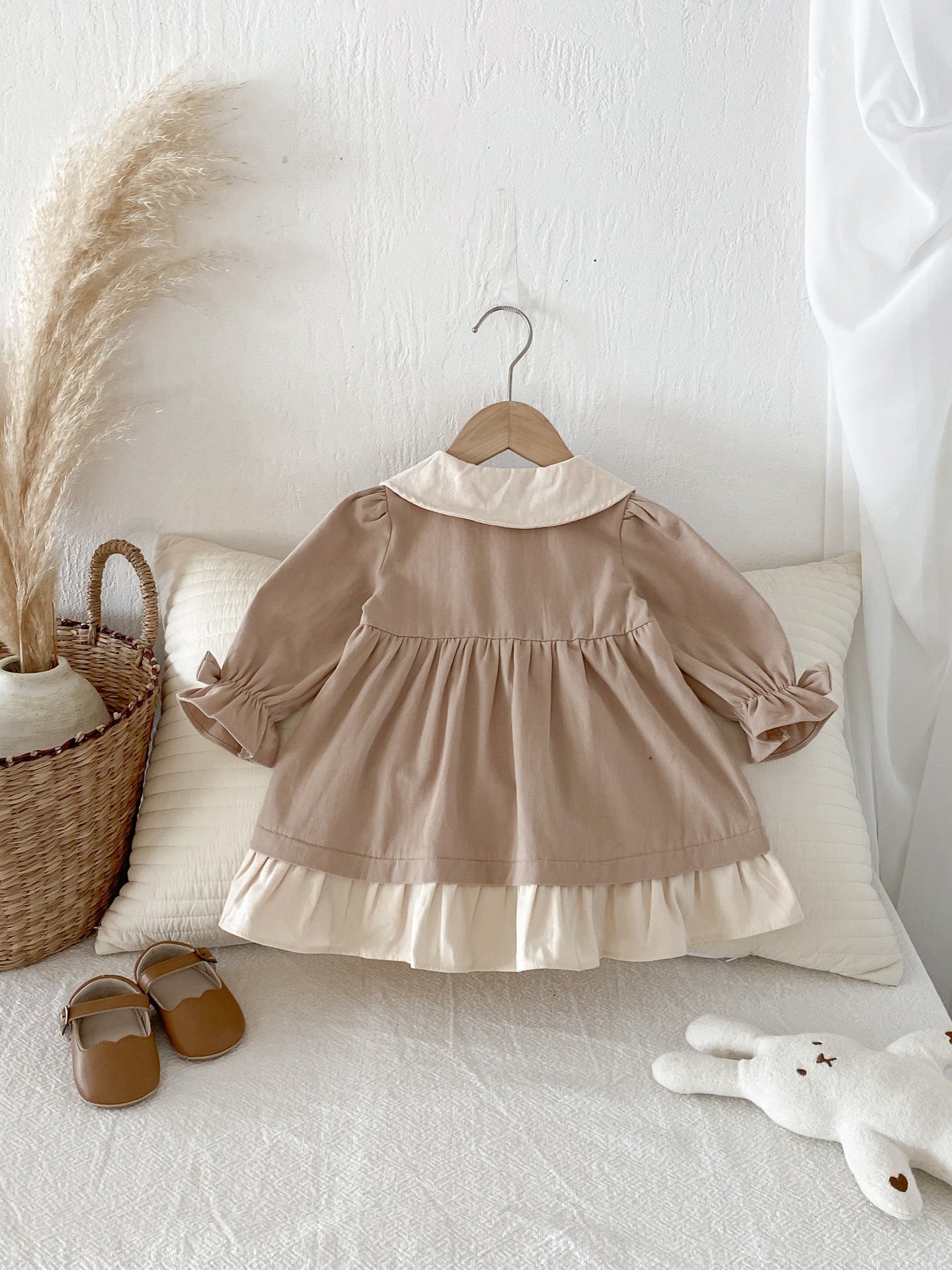 予約販売】（73-110cm）配色フリルワンピース | 子供服のMurababy