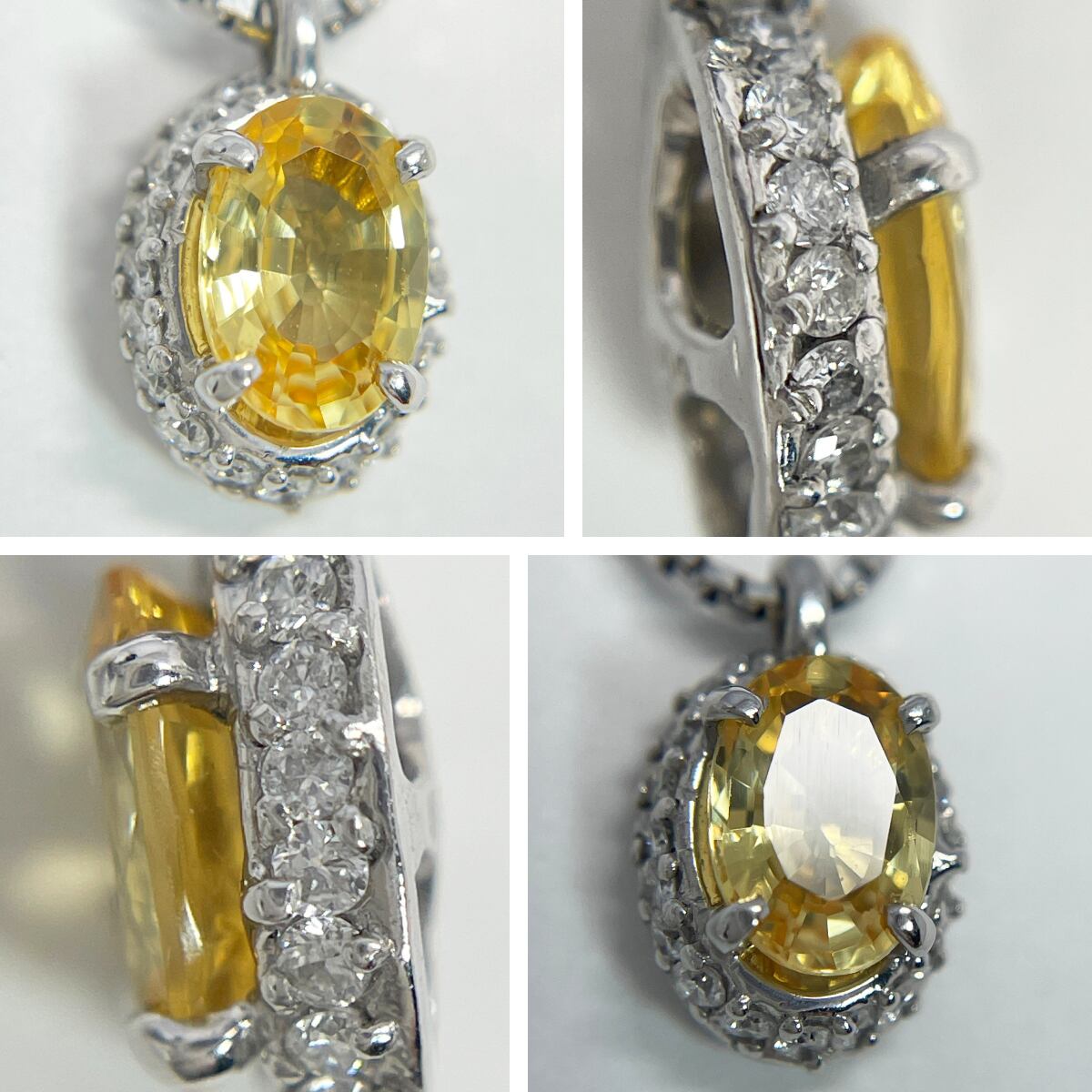 K18wg 天然イエローサファイア 0.57ct タイヤ 0.09ctネックレス  
