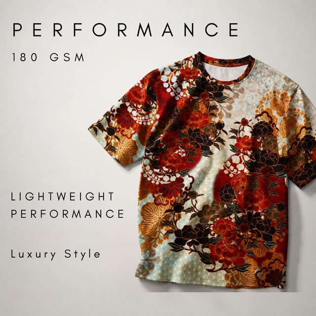 和紋様装飾　桜蝶　和柄ユニセックス 180G Performance Tシャツ