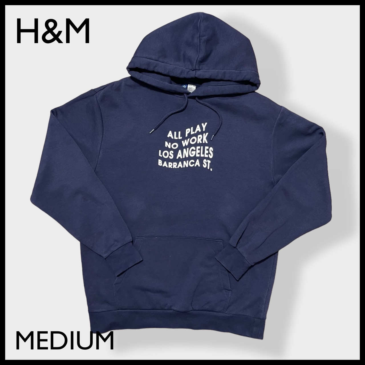 【H&M】ロゴ バックプリント 文字 メッセージ パーカー スウェット プルオーバー フーディー   M US古着