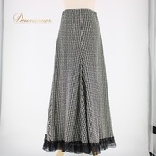 社交ダンス 衣装 スタンダード スカート レッスンウェア オールシーズン 水玉 ドット 黒 白 ブラック系 ホワイト系 フリル 練習着 バイカラー レトロ かわいい スカート丈89.5cm ゴムウエスト 伸縮性 有り ドット柄 ダンス衣装 かわいいデザイン おしゃれ 練習用 フレアスカート トレーニング用 カジュアル コーディネート 安い