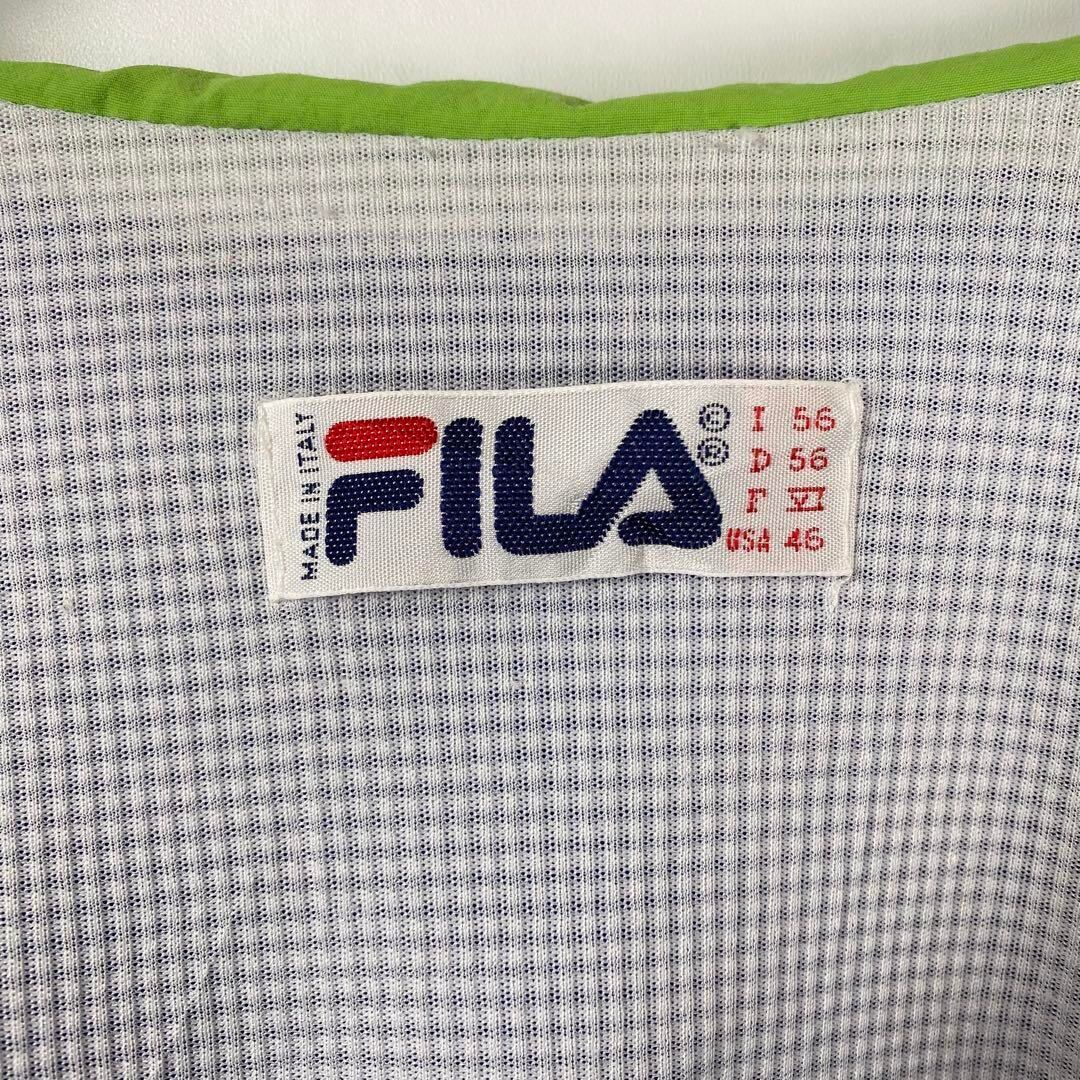 80s イタリア製 FILA ロゴ刺繍 アート柄 ナイロンジャケット 青 XL