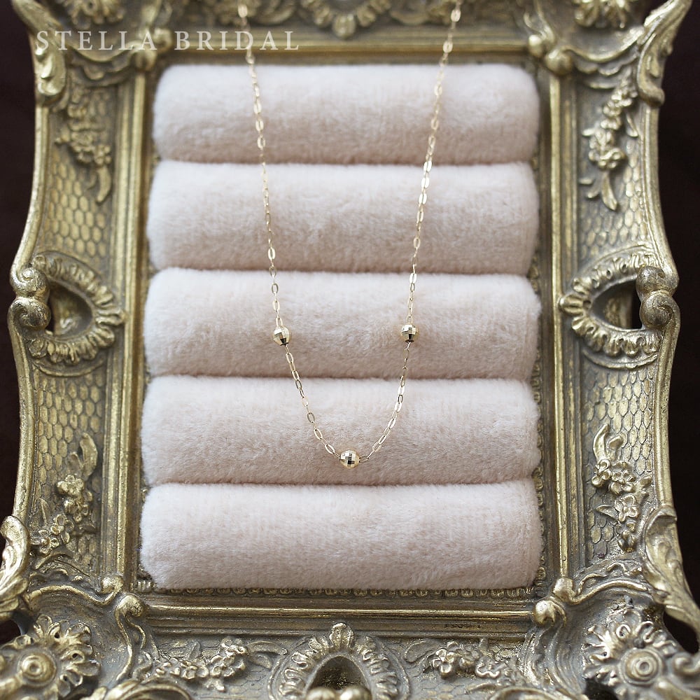 3年保証＊K10 デザイン自在＊スキンジュエリー ミラーボールネックレス