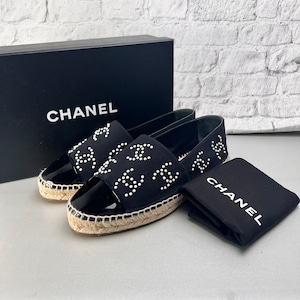 CHANEL シャネル エスパドリーユ　スリッポン ココマーク　SIZE37 シューズ 黒 A-13501