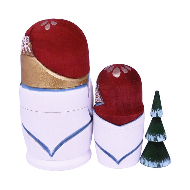 コブロフ工房　木彫りマトリョーシカ　3個型　スノーマン